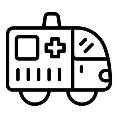 Ambulans arabası ikonu ana hat vektörü. Servis aracı. Otomatik kaza