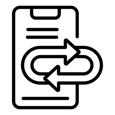 Akıllı telefon takas ikonu ana hatları vektörü. Para ödemesi. Nakit para