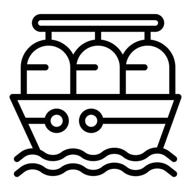 Deniz tankeri ikonu ana hat vektörü. Yağ deposu. Yakıt gazı