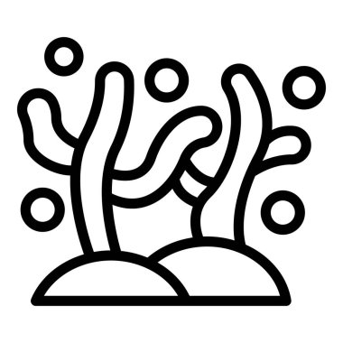 Derin mercan ikonu ana hat vektörü. Deniz akvaryumu. Doğal organik