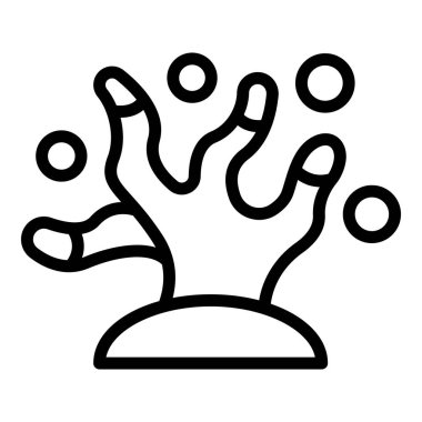 Deniz mercan ikonu ana hat vektörü. Deniz yosunu. Yaprak suyu