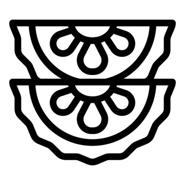 Tropikal yaprak meyve ikonu ana hatları vektörü. Vejetaryen yemeği. Doğal organik