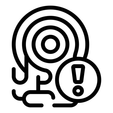 Parmak izi hatası simgesi ana hatları vektörü. Kimlik tarayıcı. Suçlu dokunuşu