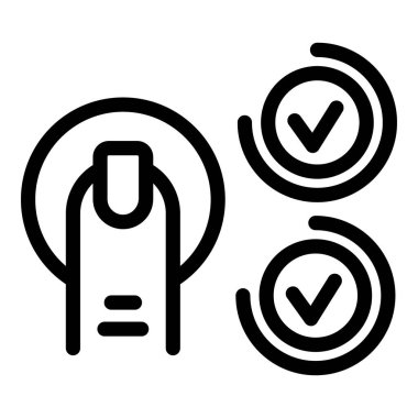 Parmak dokunuşu simgesi dış hat vektörü. Dijital kişisel. Veri erişimi