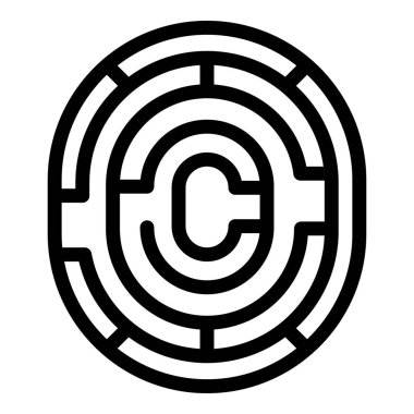 Döngü imzası simgesi dış hat vektörü. Kimlik tarayıcı. İnsan güvenliği