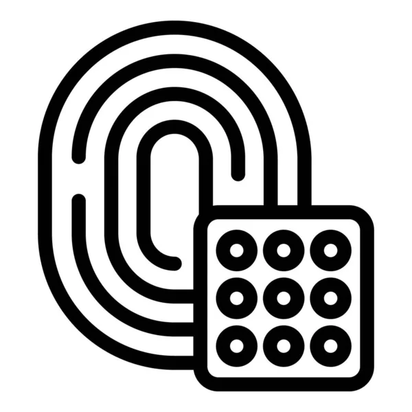 Lock Fingerprint Icon Outline Vector Touch Hand Safety Key — Stock Vector