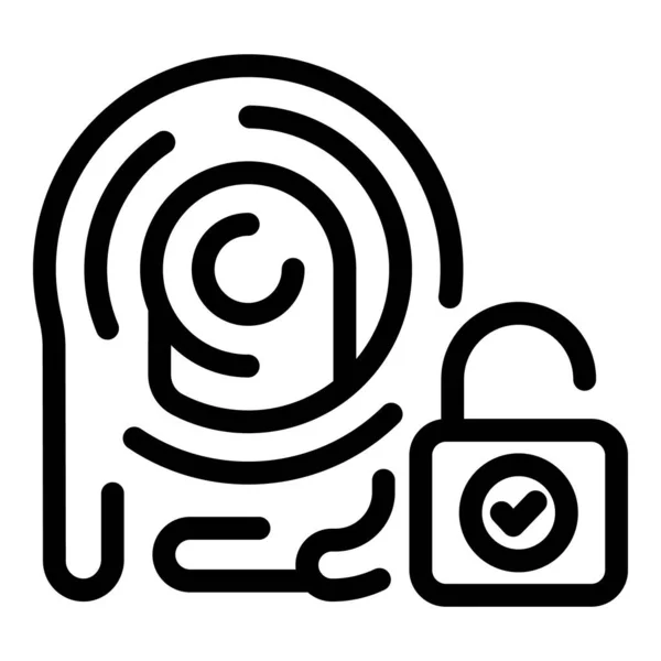 Lock Fingerprint Icon Outline Vector Human Access Criminal Digital — Stock Vector