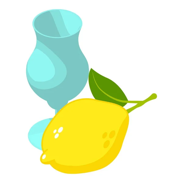 Lemon Drink Icon Isometric Vector Glass Goblet Fresh Lemon Green — Stock Vector