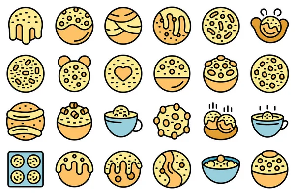 Cocoa Bomb Icons Set Outline Vector Food Milk Cake Candy — Stock Vector