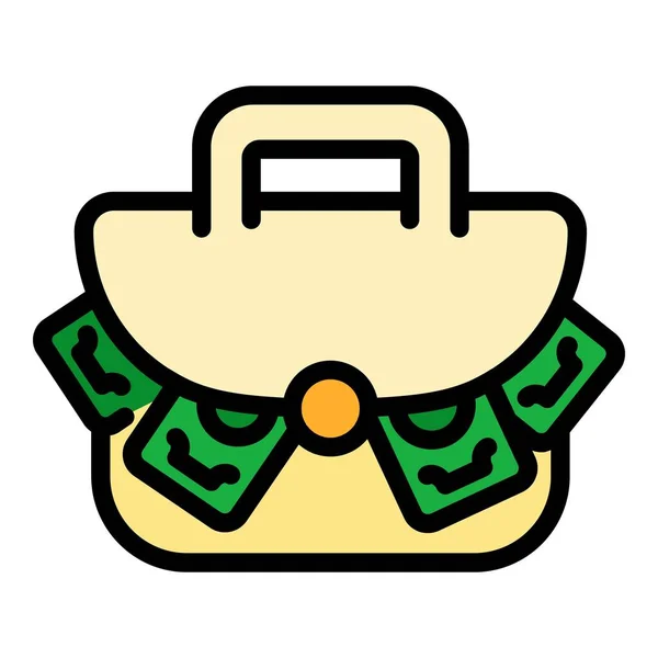 Geldkoffer Symbol Für Wäsche Umriss Wäsche Geld Aktentasche Vektor Symbol — Stockvektor