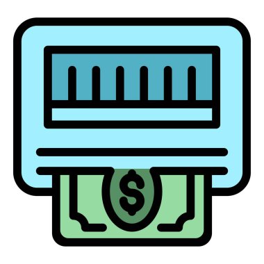 ATM nakit ikonu. Beyaz arkaplan rengi üzerinde izole edilmiş web tasarımı için Atm nakit vektör simgesi ana hatları