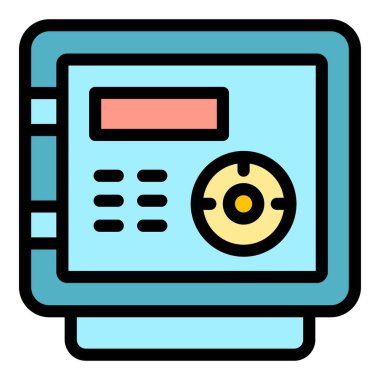 Para kasası ikonu. Beyaz arkaplan rengi üzerinde izole edilmiş web tasarımı için para güvenli vektör simgesi taslağı