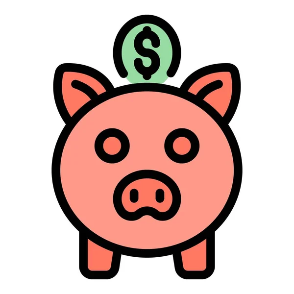 Geld Spaarvarken Icoon Outline Money Piggy Bank Vector Icoon Voor — Stockvector