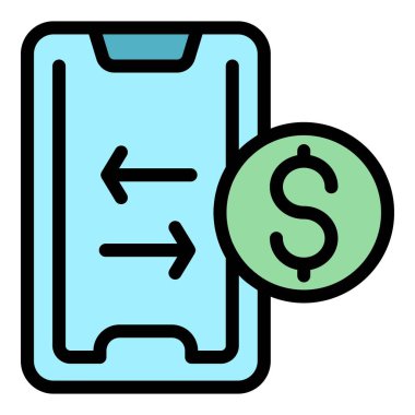 Akıllı telefon nakit ikonu. Beyaz arkaplan renklerinde izole edilmiş web tasarımı için Smartphone nakit vektör simgesi