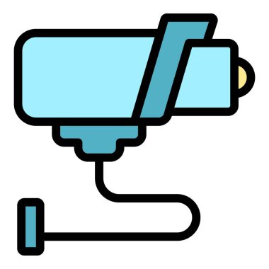 Depozito odası kamera ikonu. Beyaz arkaplan renginde izole edilmiş web tasarımı için Depo odası kamera vektör simgesi