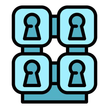 Mevduat odası anahtar simgesi. Beyaz arkaplan renginde izole edilmiş web tasarımı için Depo odası anahtar vektör simgesi