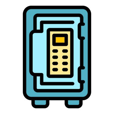 Kasa odası ikonu. Beyaz arkaplan rengi üzerinde izole edilmiş web tasarımı için Depo odası güvenli vektör simgesi