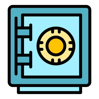 Kasa odası anahtar ikonu. Beyaz arkaplan rengi üzerinde izole edilmiş web tasarımı için Depo odası anahtar güvenli vektör simgesi