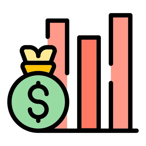 お金のグラフアイコン 概要白い背景色のフラットに分離されたウェブデザインのためのマネーグラフベクトルアイコン — ストックベクタ