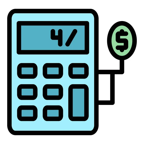 Contante Rekenmachine Pictogram Outline Cash Calculator Vector Icoon Voor Web — Stockvector