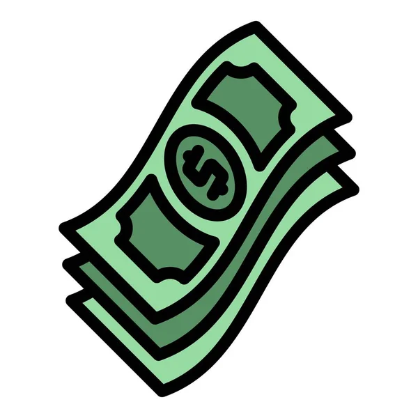 Ikona Banknotów Dolarowych Zarys Dolar Rachunki Wektor Ikona Dla Projektowania — Wektor stockowy
