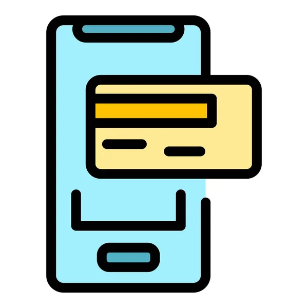 Ikona Mobilní Bankovnictví Obrys Mobilní Bankovnictví Vektor Ikona Pro Web — Stockový vektor