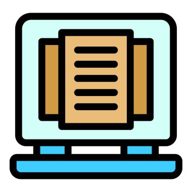 Laptop fikir dosyaları simgesi. Beyaz arkaplan rengi üzerinde izole edilmiş web tasarımı için dizüstü bilgisayar fikir dosyaları vektör simgesi