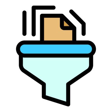 Dosya huni süzgeç simgesi. Beyaz arkaplan rengi üzerinde izole edilmiş web tasarımı için ana dosya huni filtre vektör simgesi