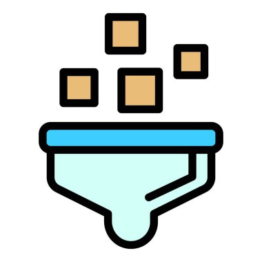 Huni veri simgesi. Beyaz arkaplan renklerinde izole edilmiş web tasarımı için Huni veri vektör simgesi