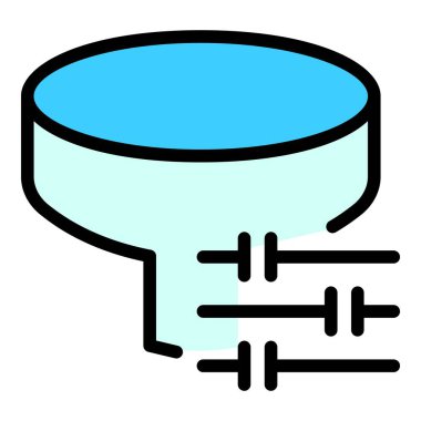 Arama veri simgesini filtrele. Beyaz arkaplan rengi üzerinde izole edilmiş web tasarımı için ana filtre veri vektörü simgesi