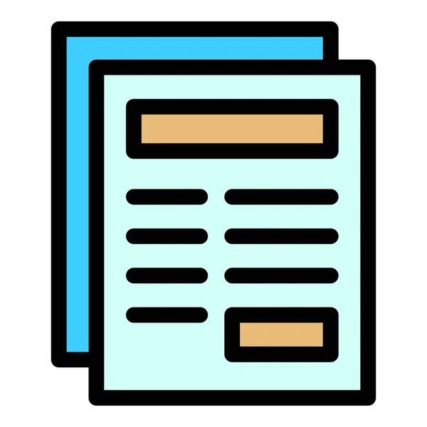 ファイル文書アイコン 概要白い背景色のフラット上に隔離されたウェブデザインのためのファイルドキュメントベクトルアイコン — ストックベクタ