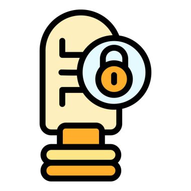 Kilitli akıllı ampul simgesi. Beyaz arkaplan renginde izole edilmiş web tasarımı için kilitlenmiş akıllı ampul vektör simgesi