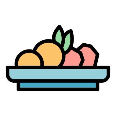 Yemek tabağı ikonu. Beyaz arkaplan renklerinde izole edilmiş web tasarımı için ana yemek tabağı vektör simgesi