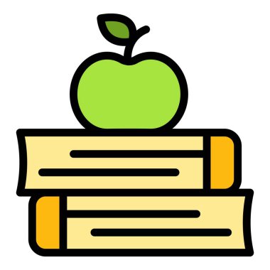 Elma ikonu. Beyaz arkaplan rengi üzerinde izole edilmiş web tasarımı için ana hatlı Kitap elma vektör simgesi