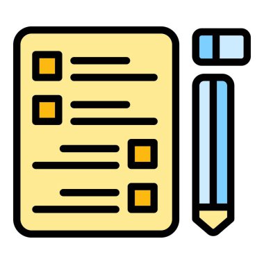 Öğrenci sınav ikonu. Beyaz arkaplan rengi üzerinde izole edilmiş web tasarımı için özet öğrenci sınav vektör simgesi