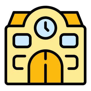 Eğitim binası ikonu. Beyaz arkaplan rengi üzerinde izole edilmiş web tasarımı için ana hatlı Eğitim oluşturma vektör simgesi