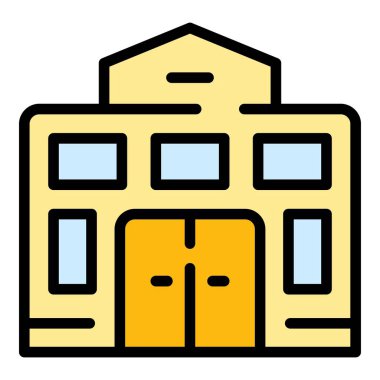 Üniversite binası ikonu. Beyaz arkaplan rengi üzerine izole edilmiş web tasarımı için Kolej binası vektör simgesi