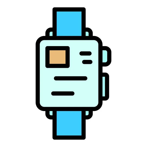 Ikona Inteligentnego Zegarka Biurowego Zarys Inteligentne Biuro Ikona Wektor Smartwatch — Wektor stockowy
