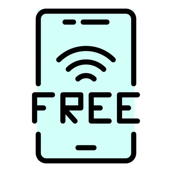 Smartphone Freies Wifi Symbol Umriss Smartphone Free Wifi Vektor Symbol — Stockvektor