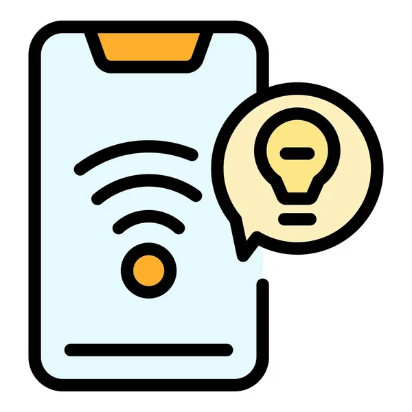Ikona Chytré Žárovky Chytrém Telefonu Obrys Smartphone Dálkové Inteligentní Žárovka — Stockový vektor