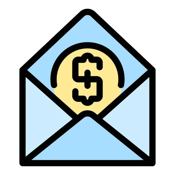 Umschlag Geld Symbol Umriss Umschlag Geldvektorsymbol Für Web Design Isoliert — Stockvektor