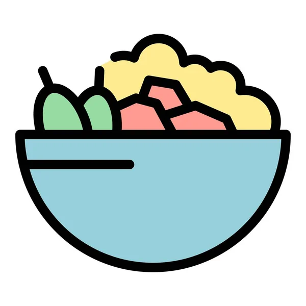 碗午餐食品图标 在白色背景色平面上隔离Web设计的Bowl午餐食品矢量图标 — 图库矢量图片