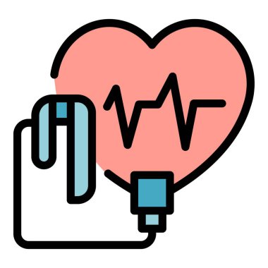 Doktor defibrilatör ikonu. Beyaz arkaplan renklerinde izole edilmiş web tasarımı için Doktor defibrilatör vektör simgesi