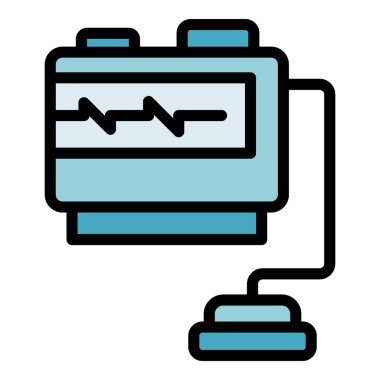 Kalp pili simgesi. Beyaz arkaplan rengi üzerinde izole edilmiş web tasarımı için Pacemaker vektör simgesi taslağı