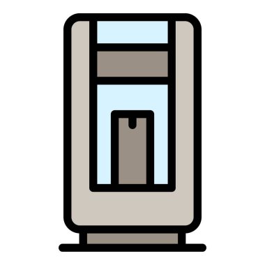 Ticari ürün otomat simgesi. Beyaz arkaplan renginde izole edilmiş web tasarımı için ana ürün otomat vektör simgesi