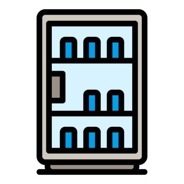 İçecek makinesi ikonu satmak. Beyaz arkaplan renginde izole edilmiş web tasarımı için içecek makinesi vektör simgesi satmak