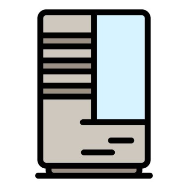 İş içeceği makinesi ikonu. Beyaz arkaplan renginde izole edilmiş web tasarımı için iş içeceği makinesi vektör simgesi