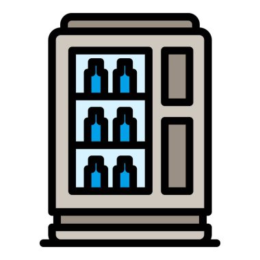 Maden suyu makinesi simgesi. Beyaz arkaplan rengi üzerinde izole edilmiş web tasarımı için maden suyu vektör simgesi taslağı