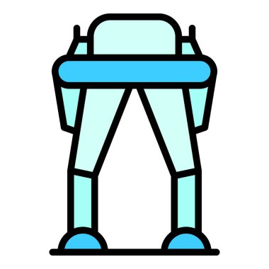 Dış iskelet ikon ana hatları vektörü. Robot kıyafeti. Giyilebilir vücut rengi düz