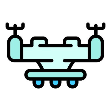 İnsansız hava aracı teknolojisi ikonu. Beyaz arkaplan renklerinde izole edilmiş web tasarımı için Drone teknolojisi vektör simgesi